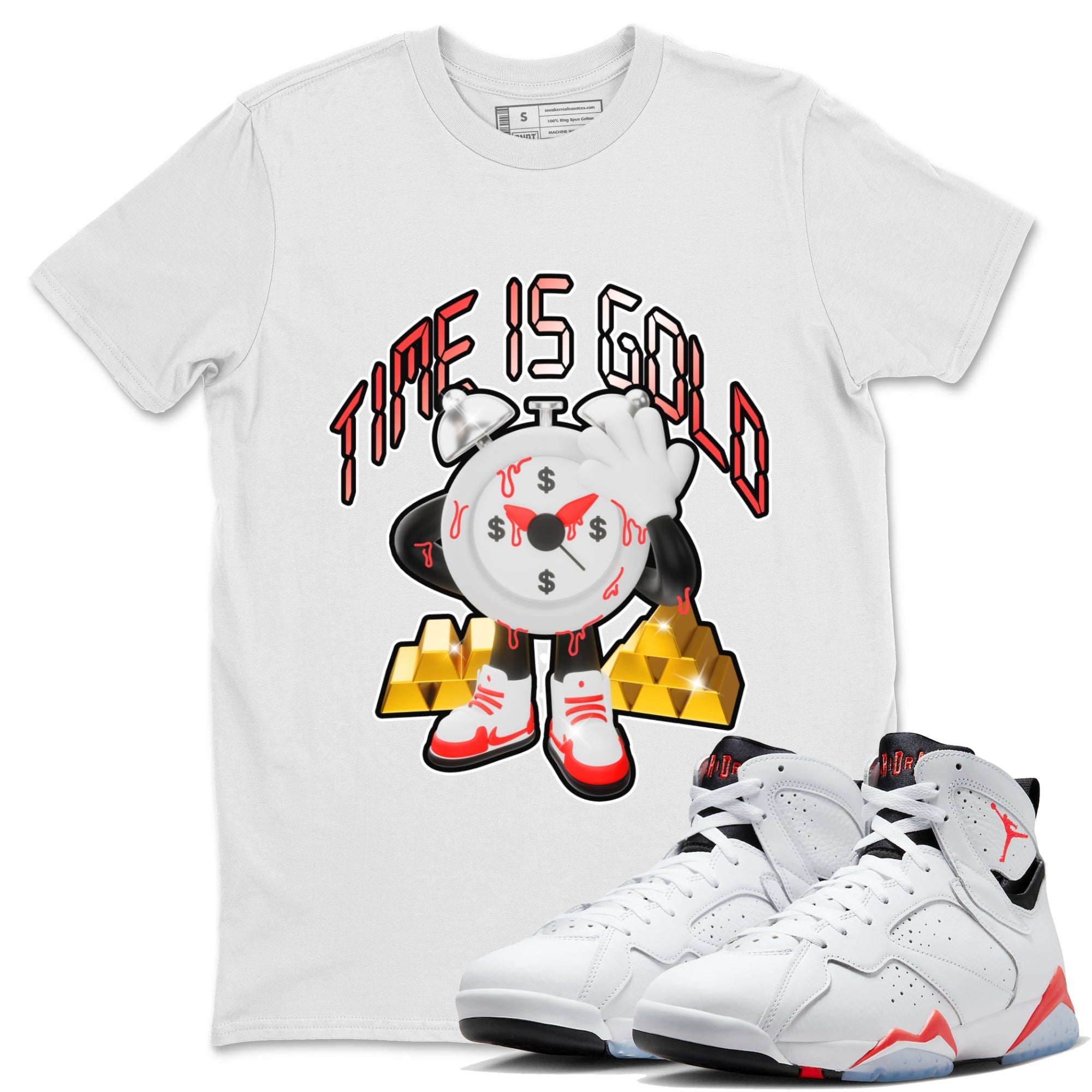Time Is Gold snkmatch Tee - Air Jordan 7 White Infrared