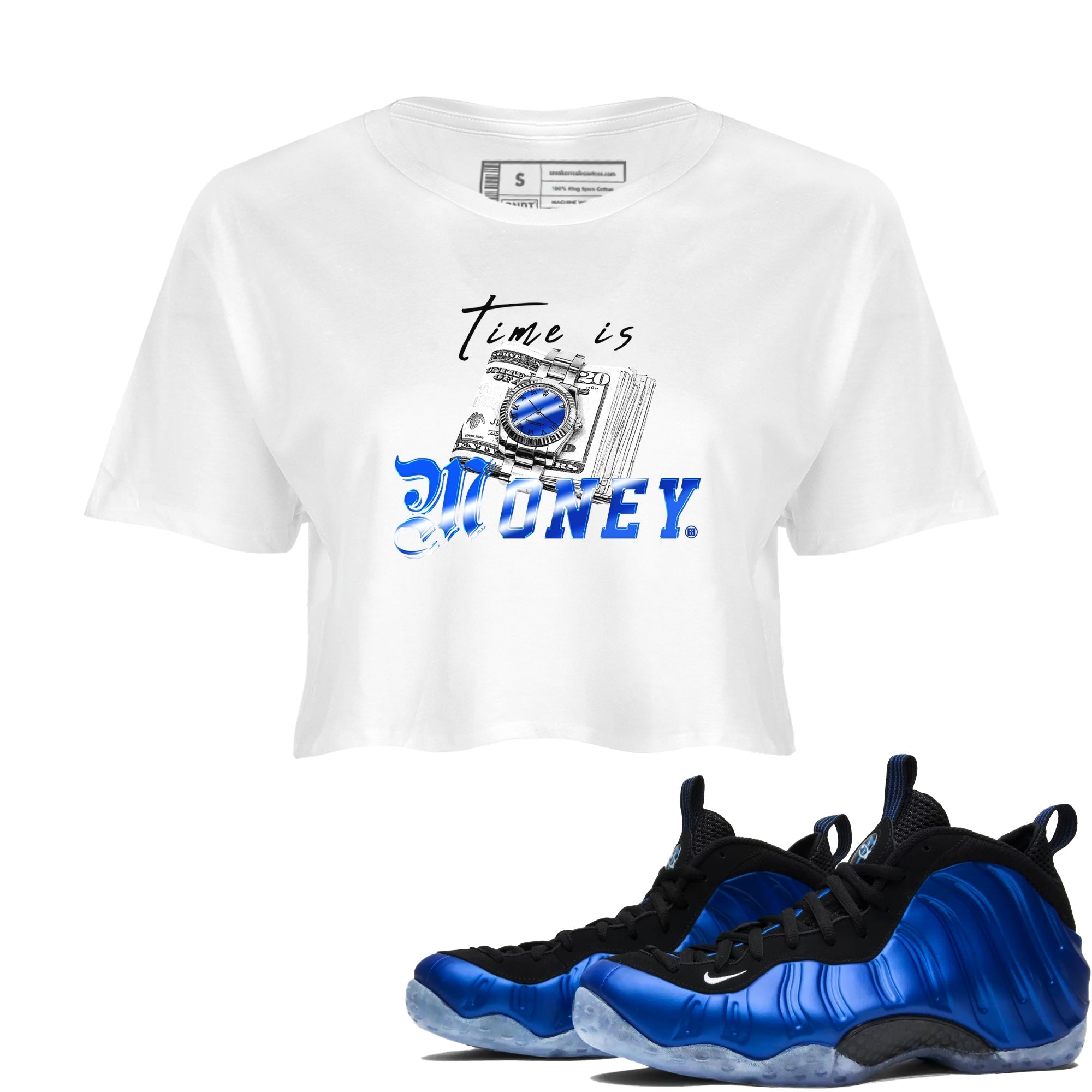 Time Is Money snkmatch Women's Top - Air Foamposite One Royal