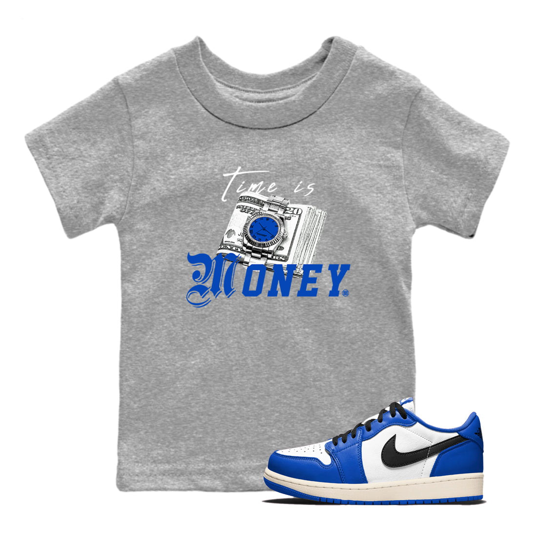 Time Is Money snkmatch Tees Kids - Air Jordan 1 Game Royal