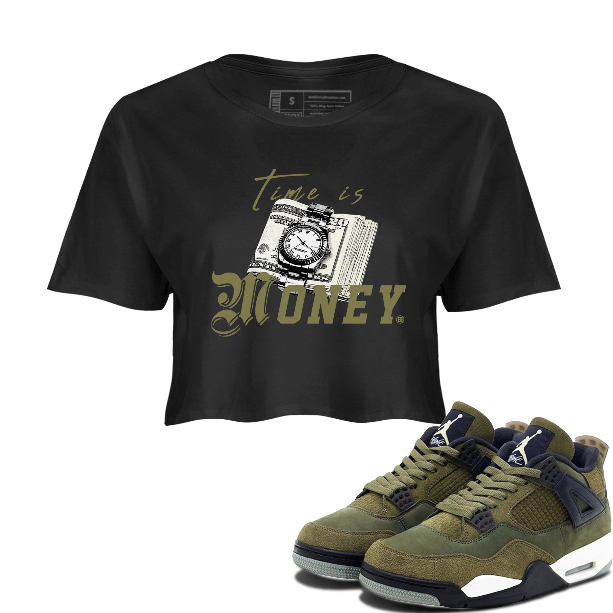 Time Is Money snkmatch Women's Top - Air Jordan 4 Medium Olive