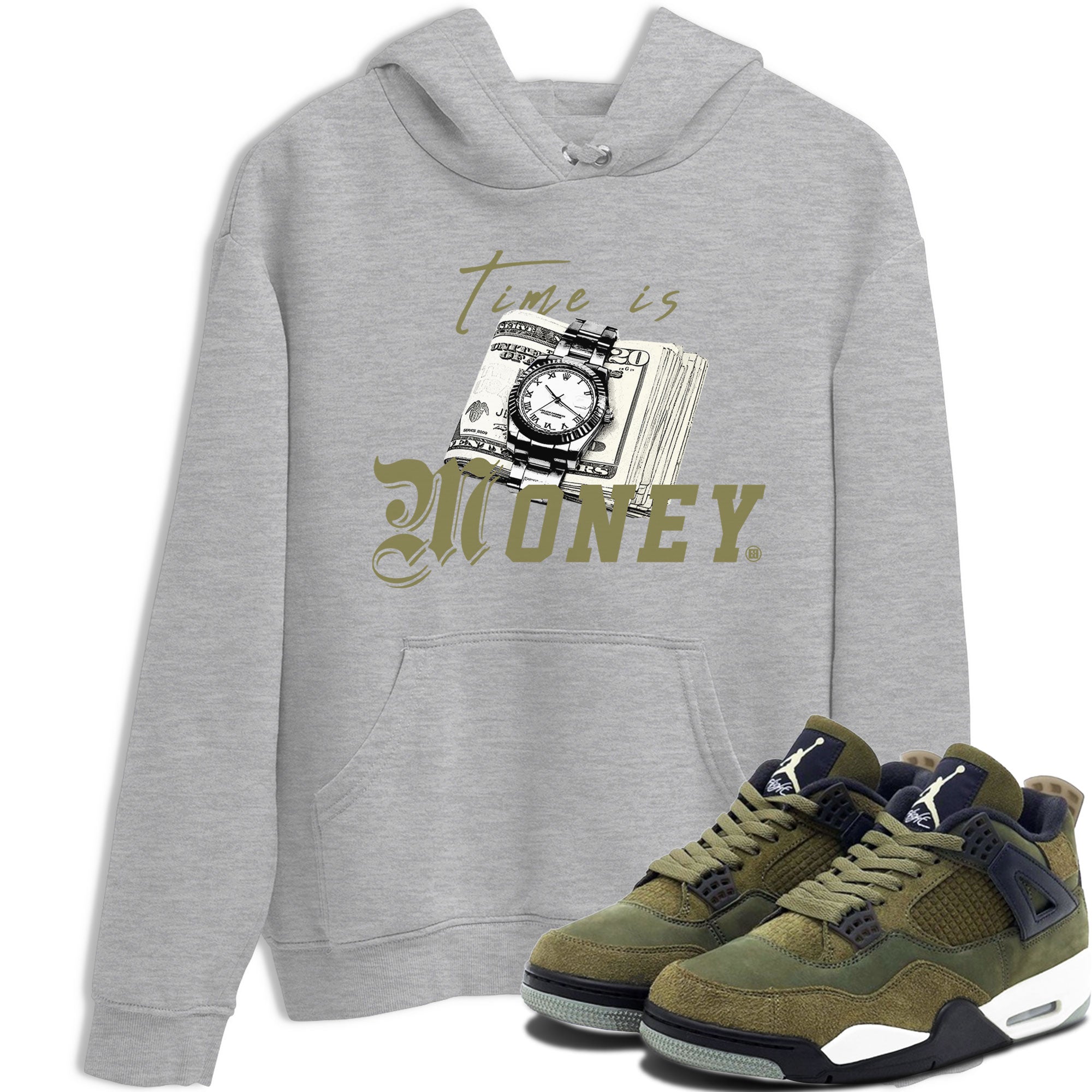 Time Is Money snkmatch Tee - Air Jordan 4 Medium Olive