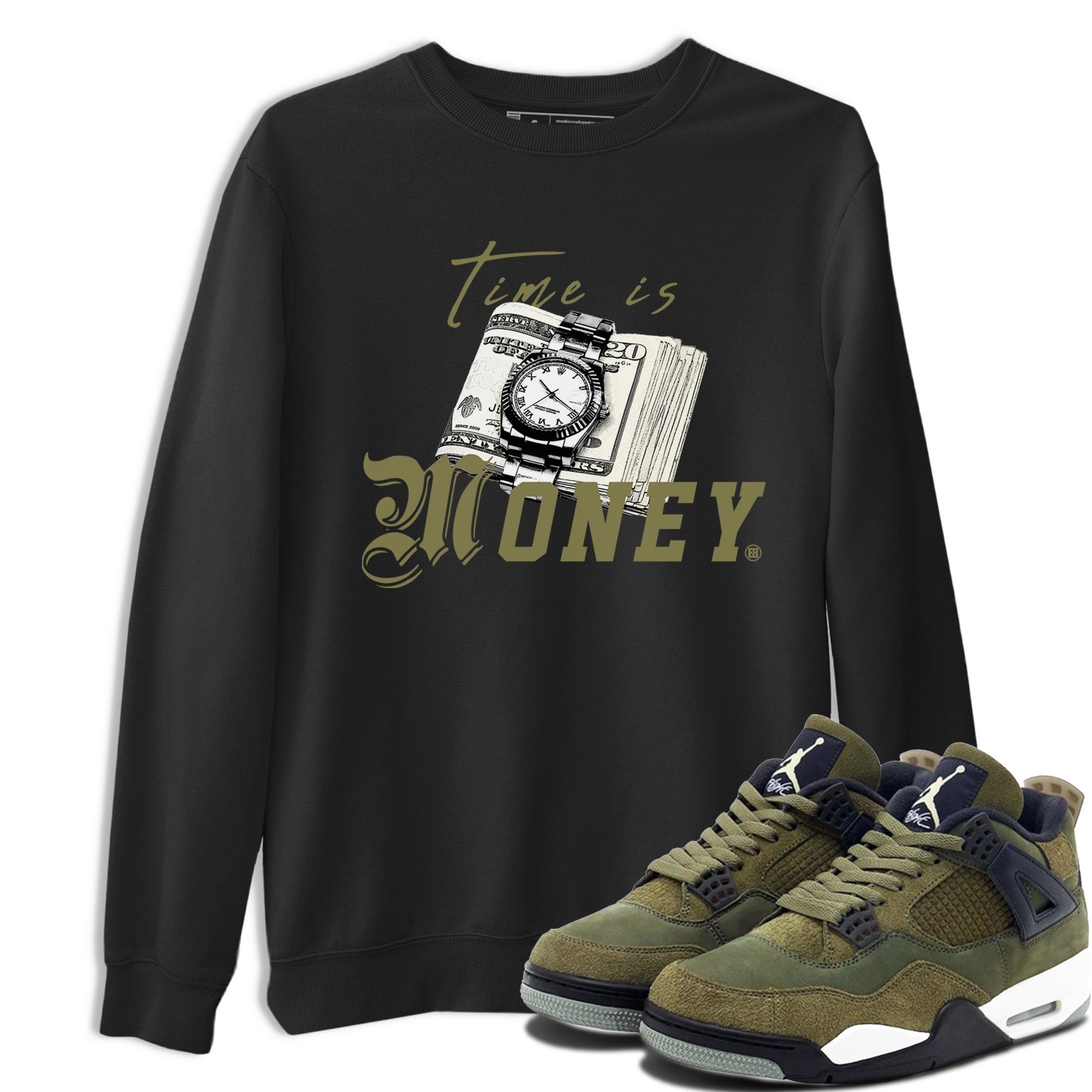 Time Is Money snkmatch Tee - Air Jordan 4 Medium Olive