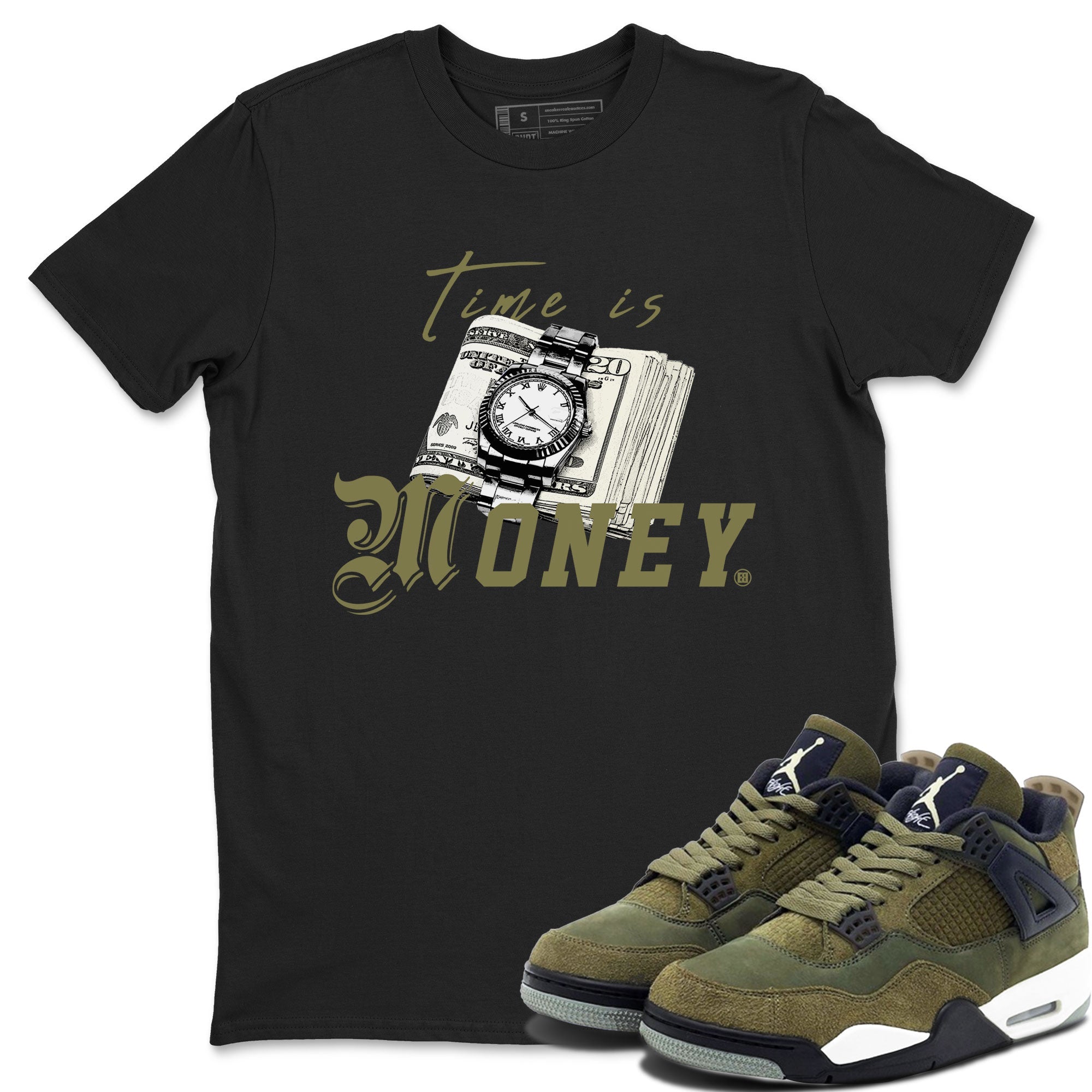 Time Is Money snkmatch Tee - Air Jordan 4 Medium Olive