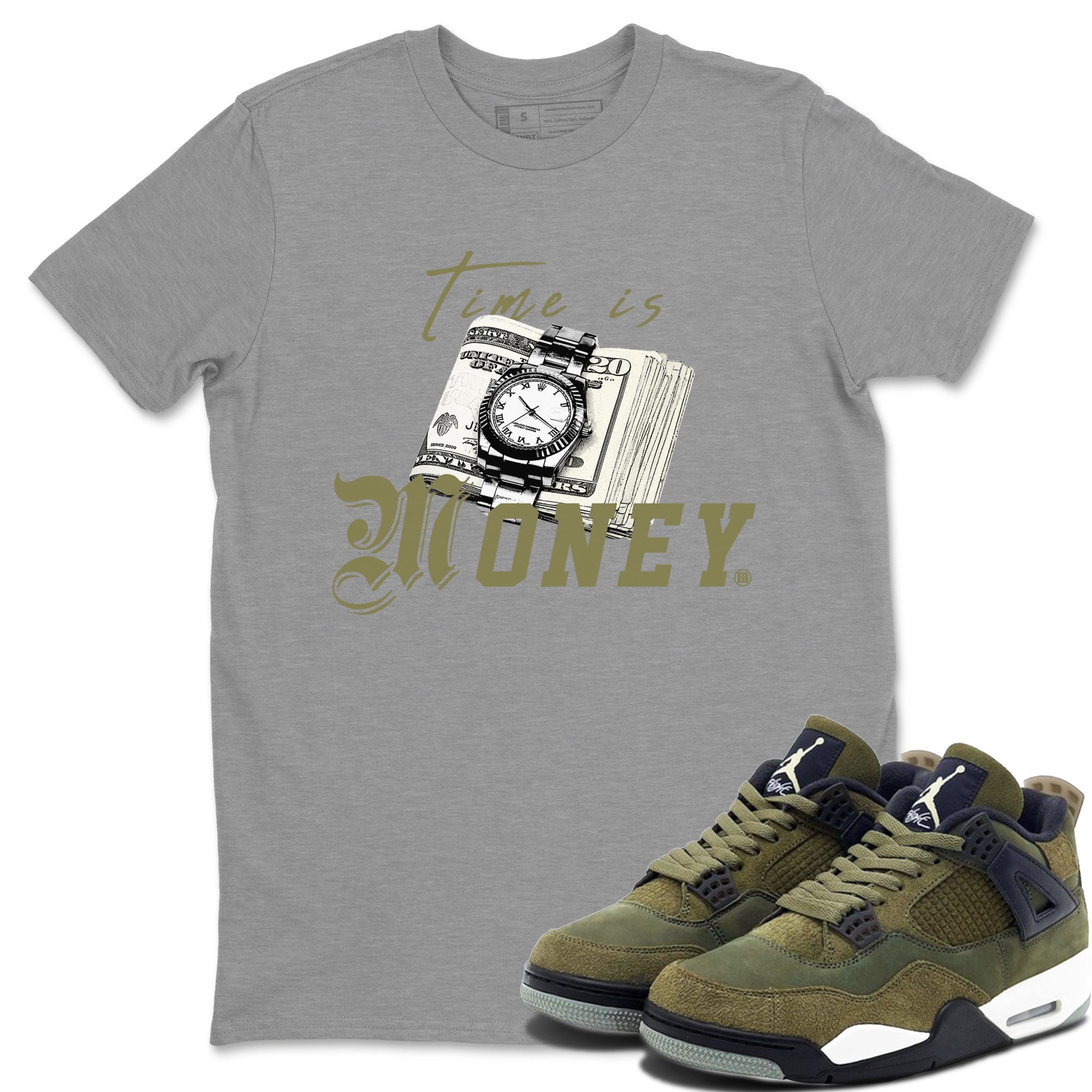 Time Is Money snkmatch Tee - Air Jordan 4 Medium Olive