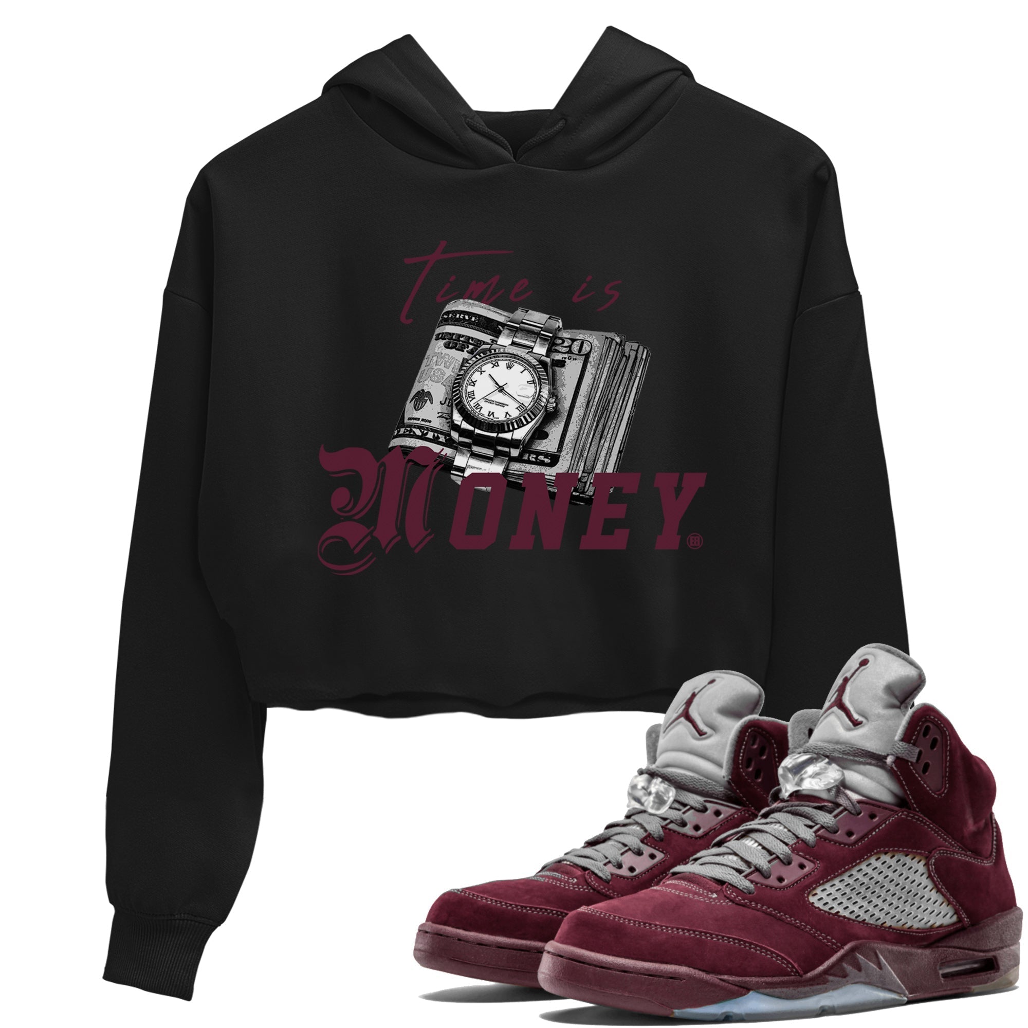 Time Is Money Women's Tops - Air Jordan 5 Burgundy