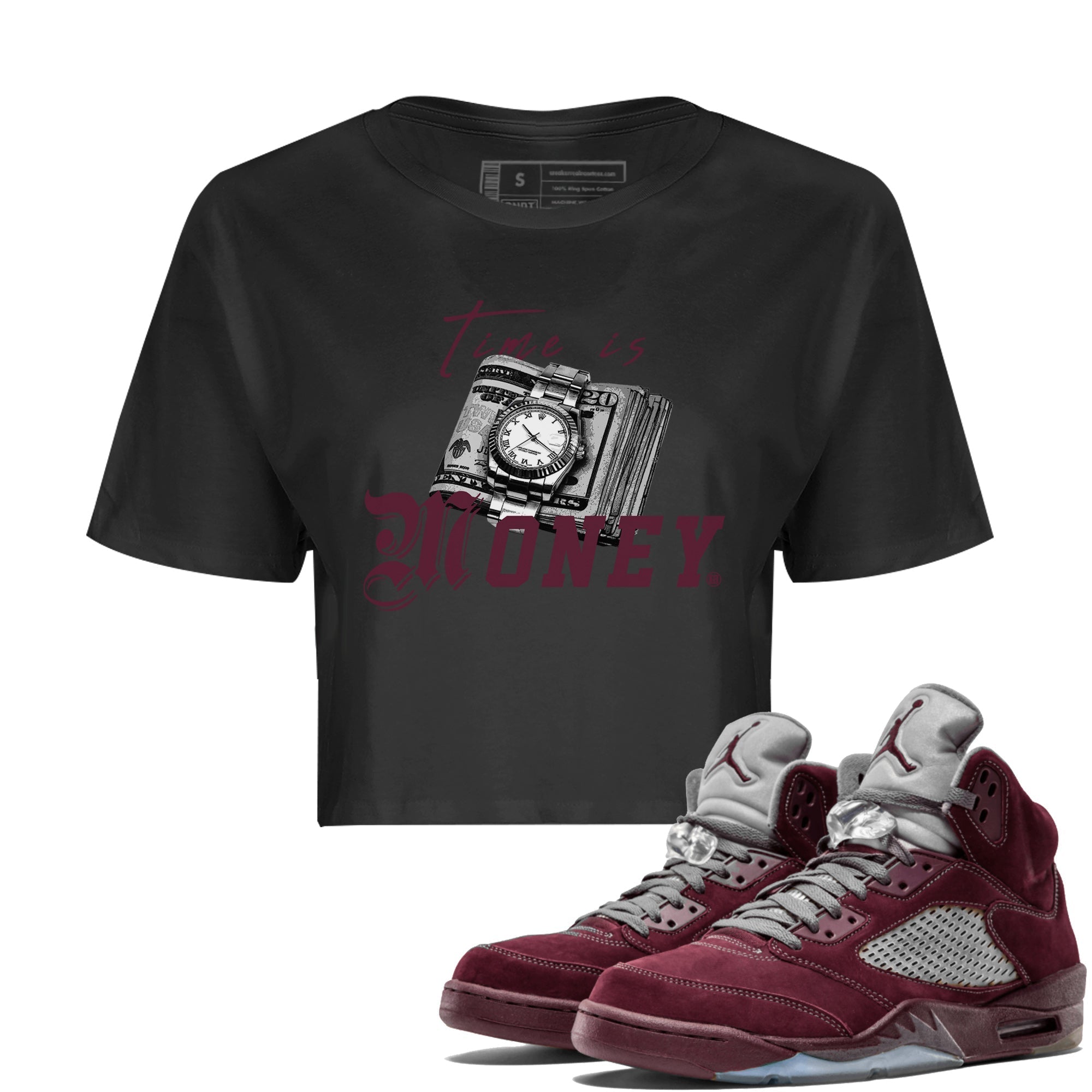 Time Is Money Women's Tops - Air Jordan 5 Burgundy