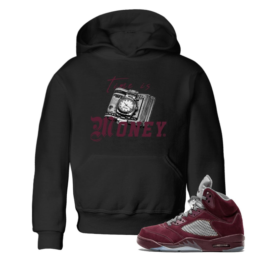 Time Is Money Kids Tops - Air Jordan 5 Burgundy