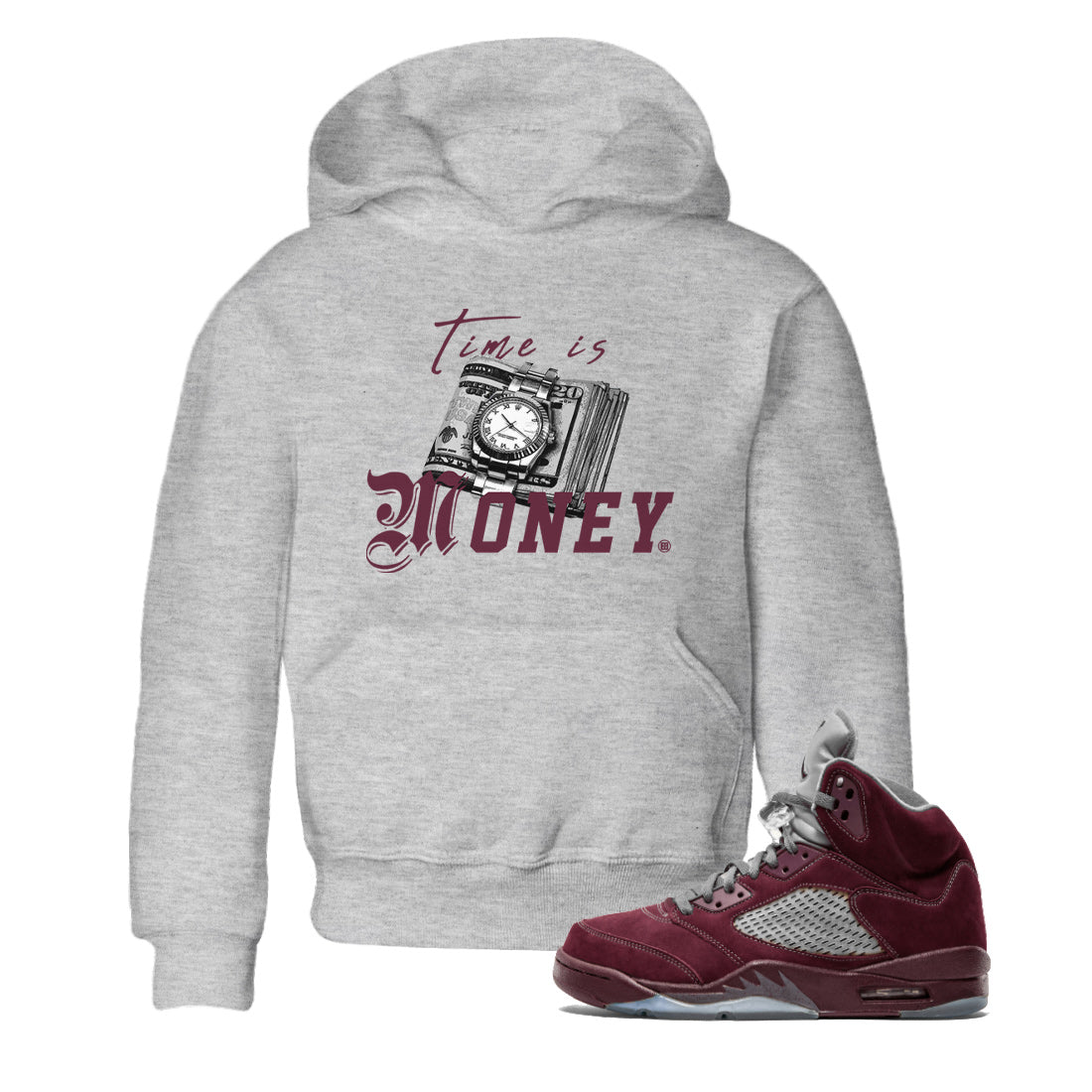 Time Is Money Kids Tops - Air Jordan 5 Burgundy