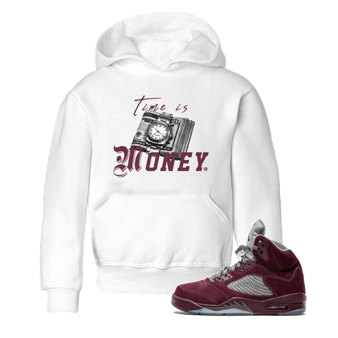 Time Is Money Kids Tops - Air Jordan 5 Burgundy