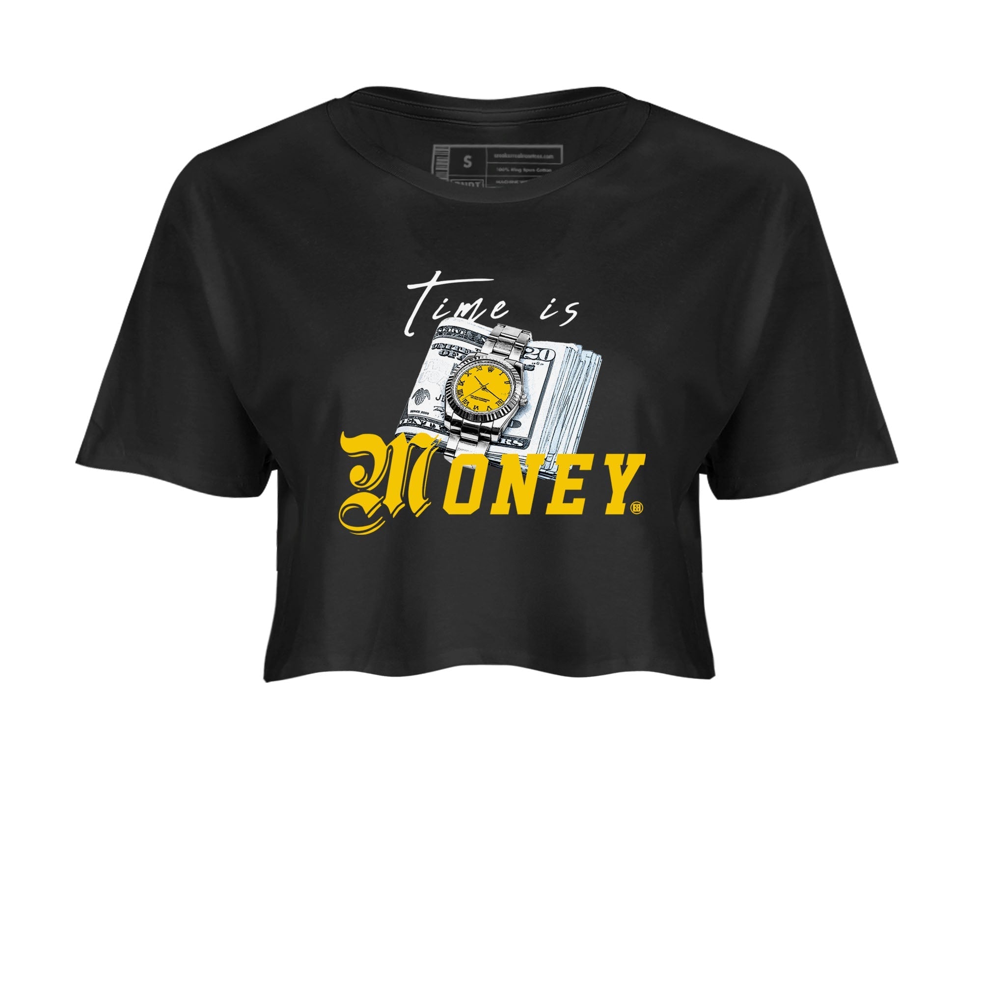 Time Is Money snkmatch Tees Crop Top - Air Jordan 6 Yellow Ochre
