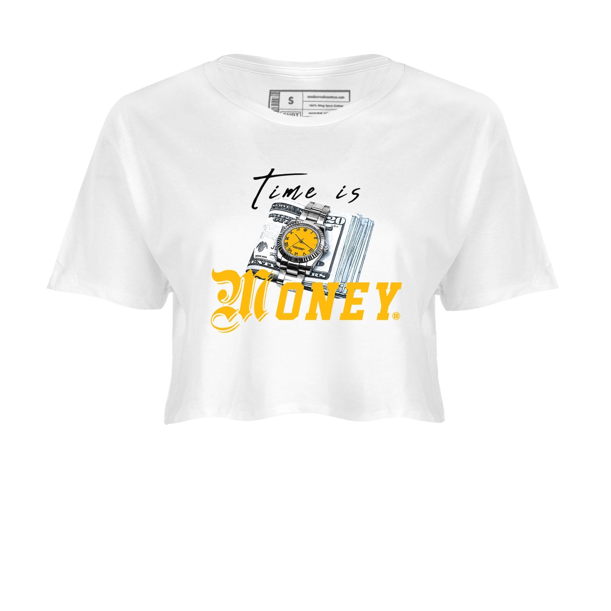 Time Is Money snkmatch Tees Crop Top - Air Jordan 6 Yellow Ochre