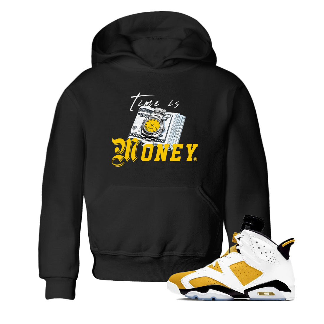 Time Is Money snkmatch Tees Kids - Air Jordan 6 Yellow Ochre