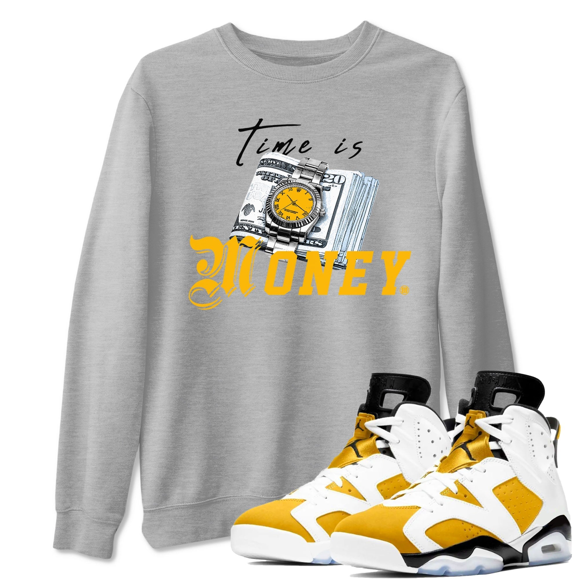 Time Is Money snkmatch Tees - Air Jordan 6 Yellow Ochre
