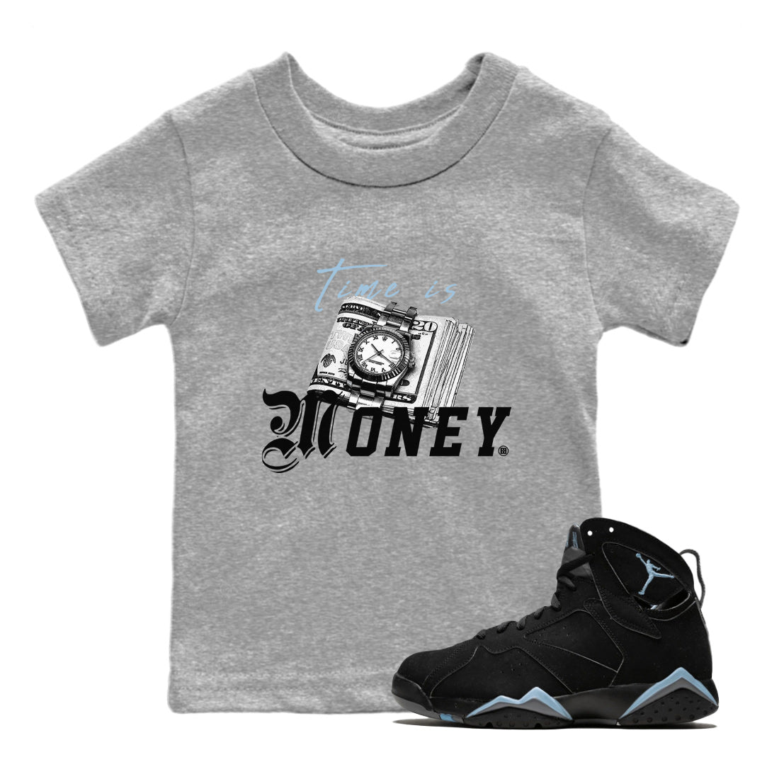 Time Is Money Kids Tops - Air Jordan 7 Chambray