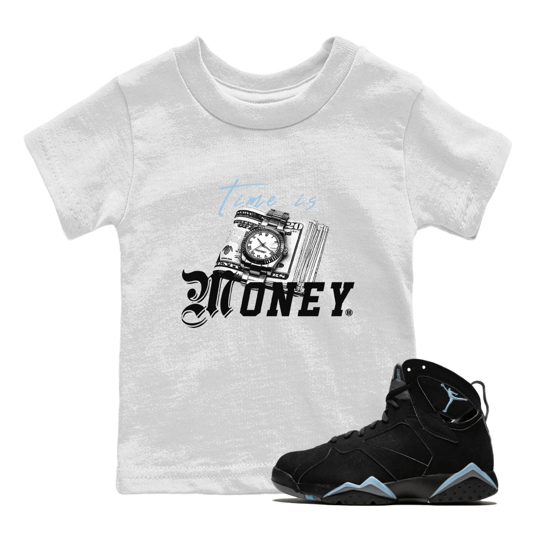 Time Is Money Kids Tops - Air Jordan 7 Chambray