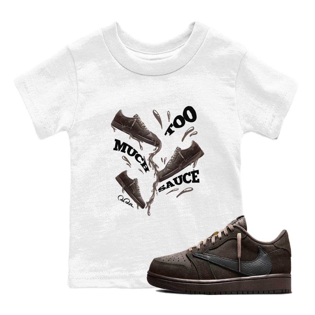 Too Much Sauce snkmatch Tees Kids - Air Jordan 1 Travis Scott Velvet Brown