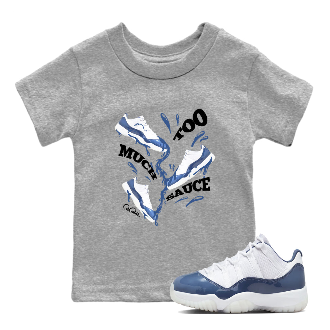Too Much Sauce snkmatch Tees Kids - Air Jordan 11 Diffused Blue