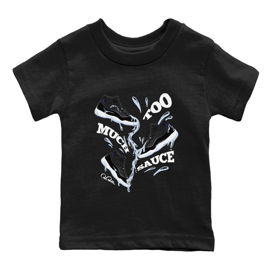 Too Much Sauce snkmatch Tee Kids - Air Jordan 11 Black and Varsity Royal
