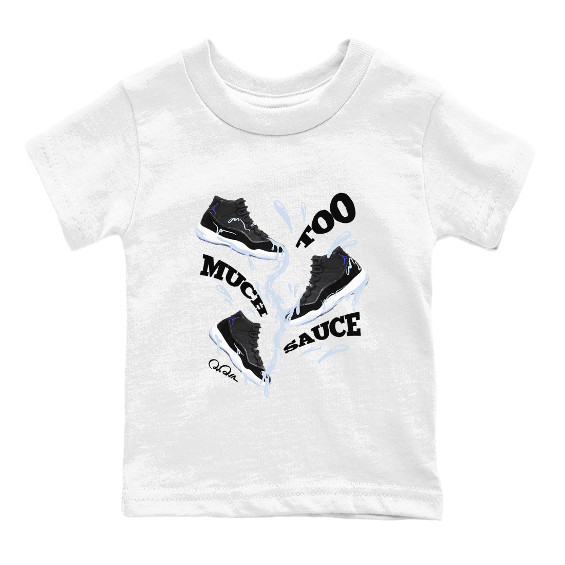 Too Much Sauce snkmatch Tee Kids - Air Jordan 11 Black and Varsity Royal