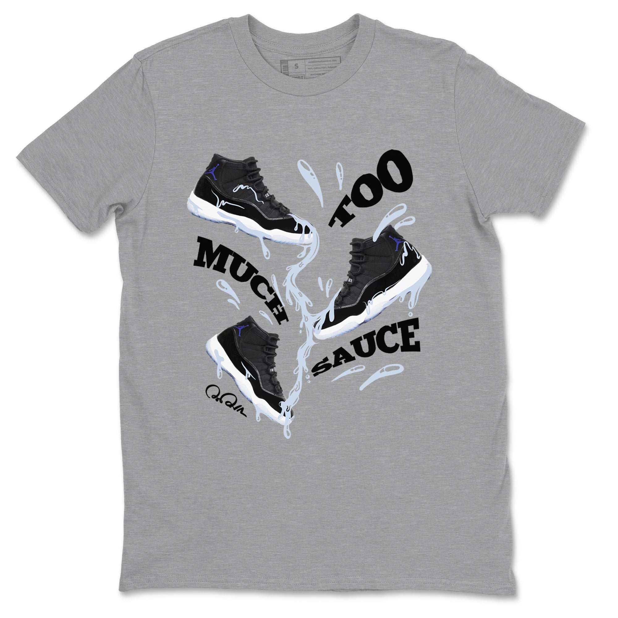 Too Much Sauce snkmatch Tee - Air Jordan 11 Black and Varsity Royal