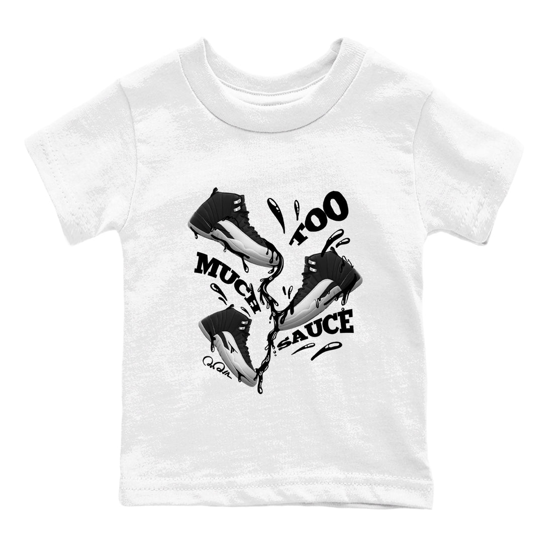 Too Much Sauce snkmatch Tees Kids - Air Jordan 12 Black Wolf Grey