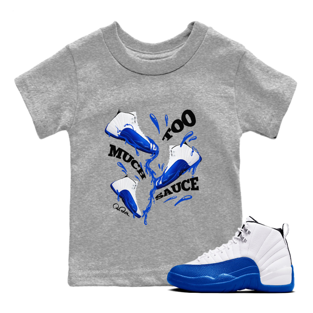 Too Much Sauce snkmatch Tees Kids - Air Jordan 12 Blueberry