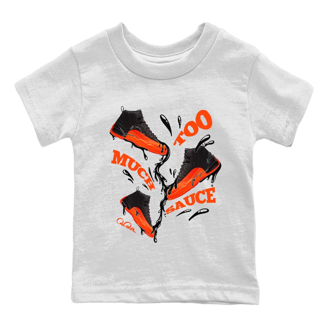 Too Much Sauce Kids Tops - Air Jordan 12 Brilliant Orange
