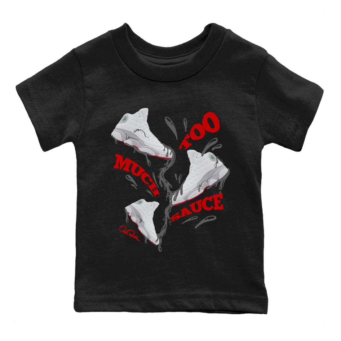 Too Much Sauce Kids Tops - Air Jordan 13 Wolf Grey