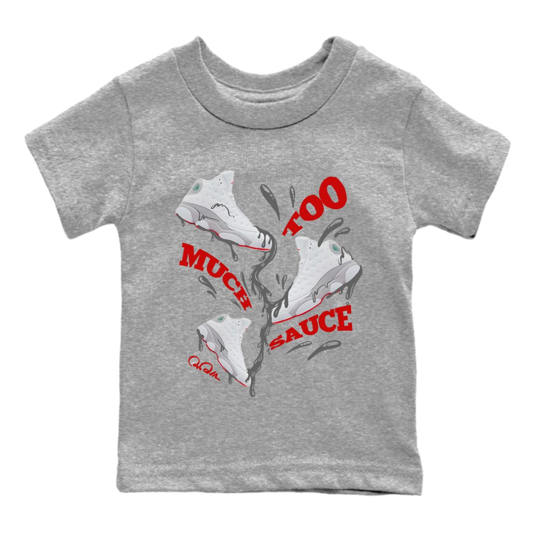 Too Much Sauce Kids Tops - Air Jordan 13 Wolf Grey