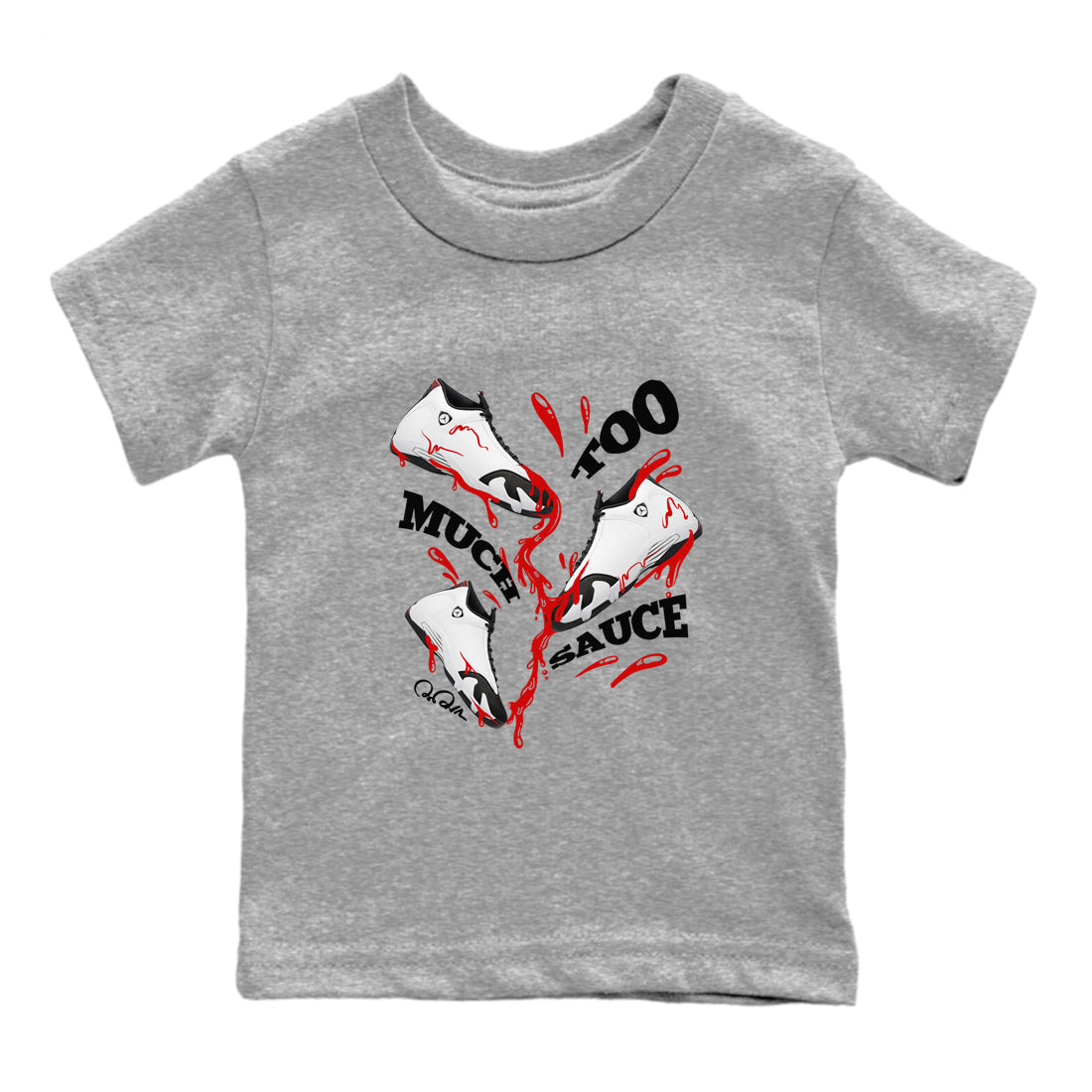 Too Much Sauce snkmatch Tees Kids - Air Jordan 14 Black Toe