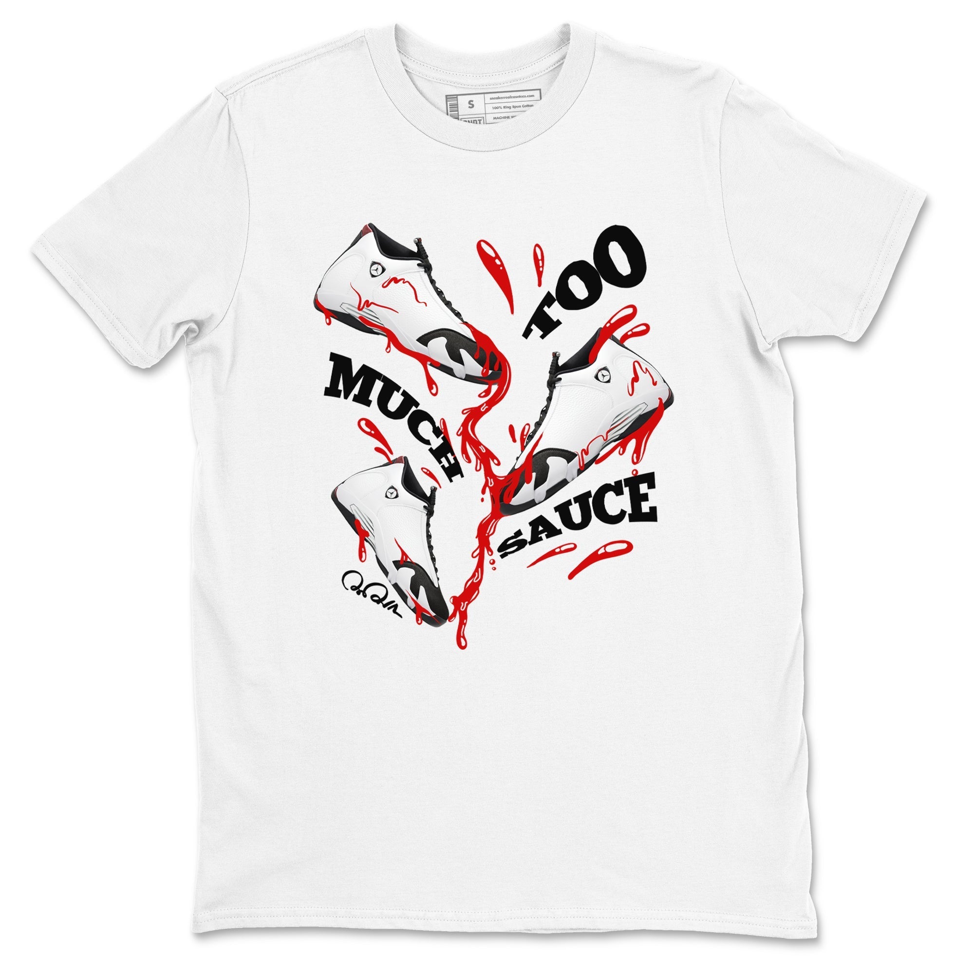 Too Much Sauce snkmatch Tees - Air Jordan 14 Black Toe