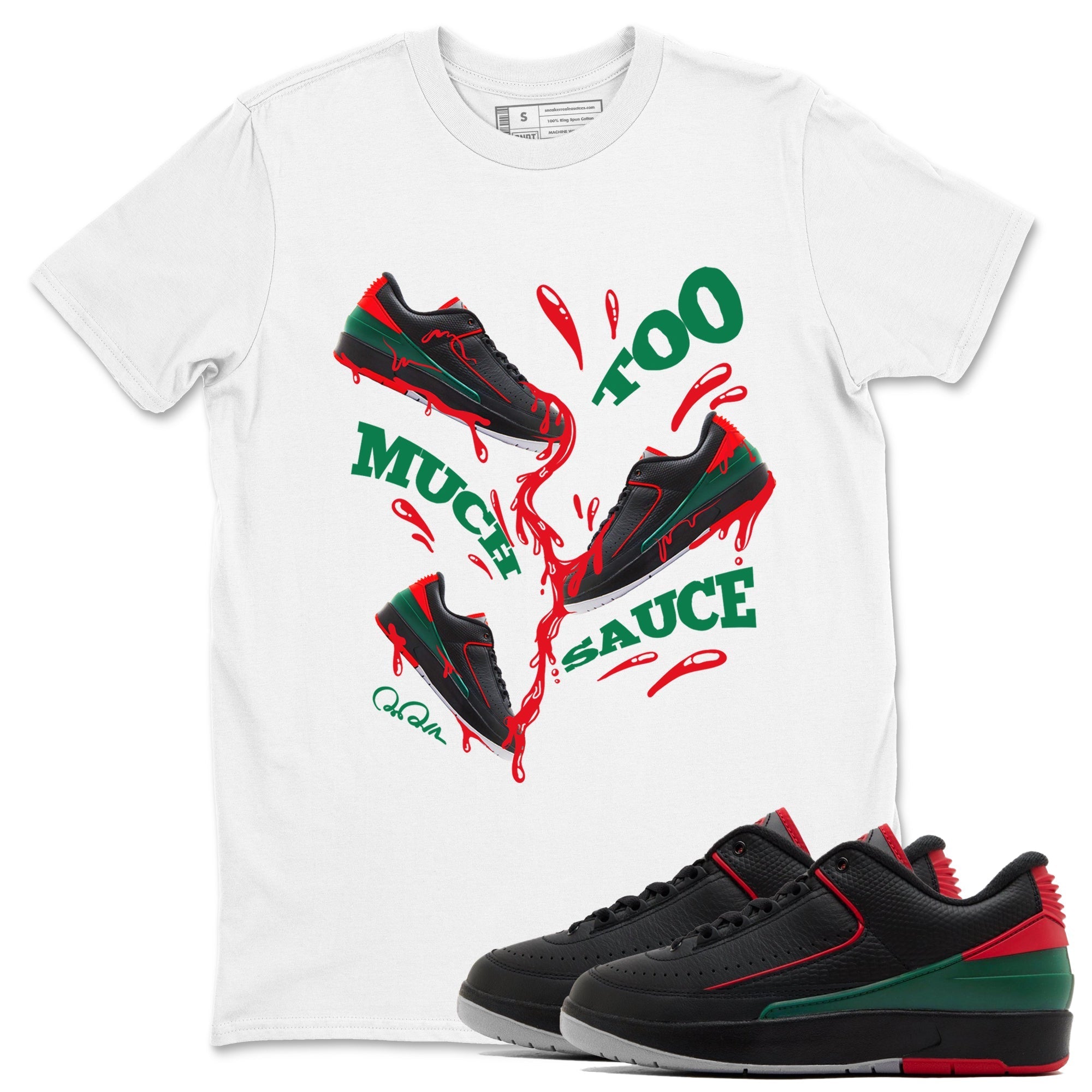 Too Much Sauce snkmatch Tee - Air Jordan 2 Christmas