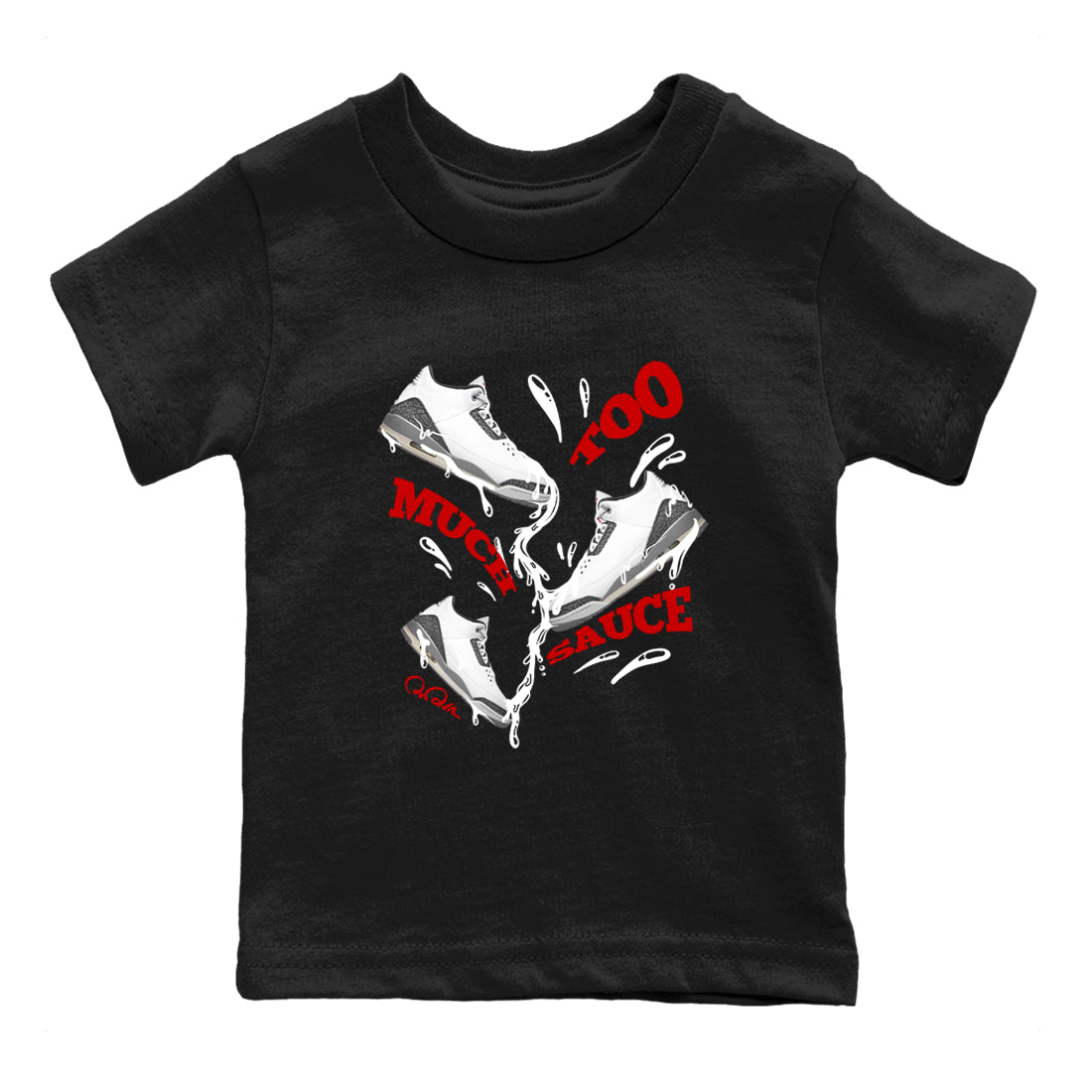 Too Much Sauce snkmatch Tees Kids - Air Jordan 3 Cement Grey