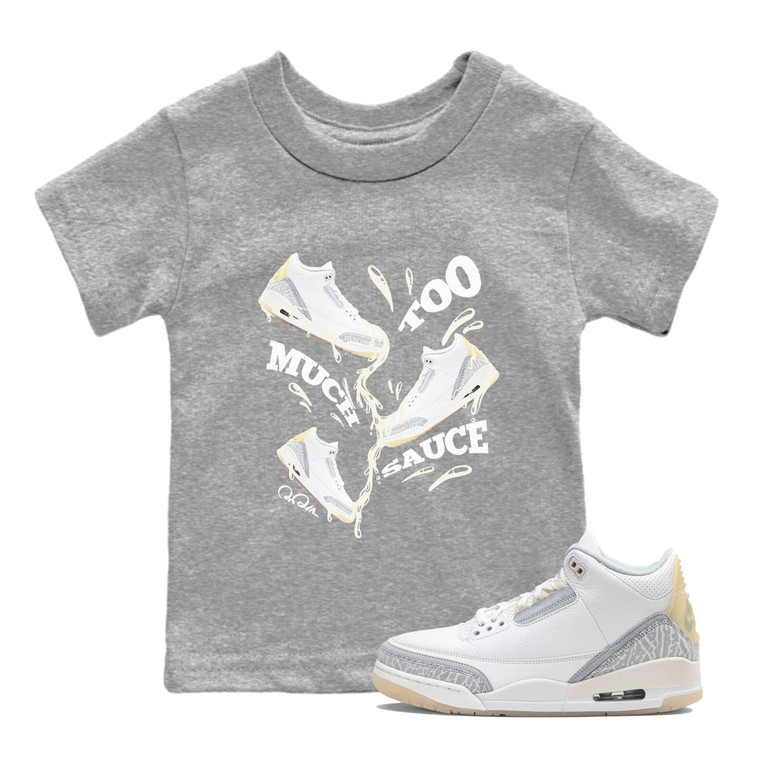 Too Much Sauce snkmatch Tees Kids - Air Jordan 3 Ivory