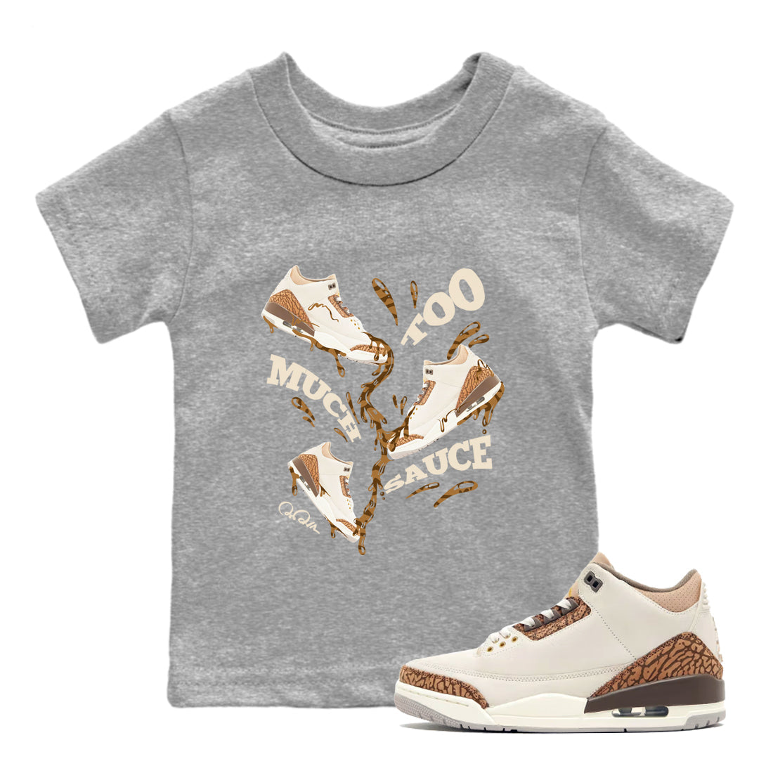 Too Much Sauce Kids Tops - Air Jordan 3 Palomino