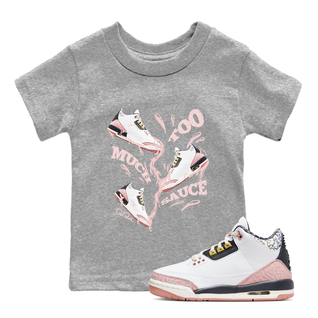 Too Much Sauce snkmatch Tees Kids - Air Jordan 3 Vintage Floral