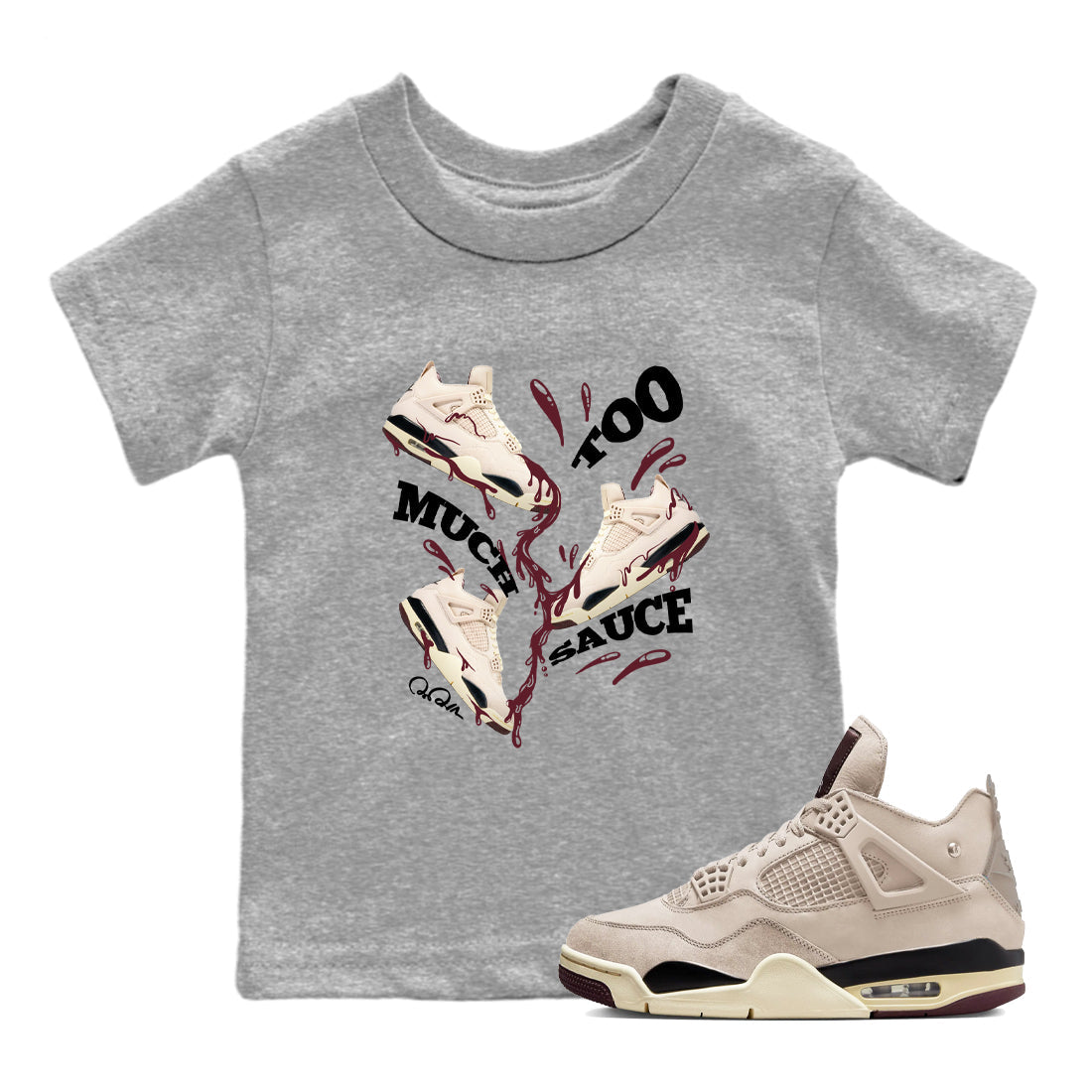 Too Much Sauce snkmatch Tees Kids - Air Jordan 4 A Ma Maniere x Fossil Stone