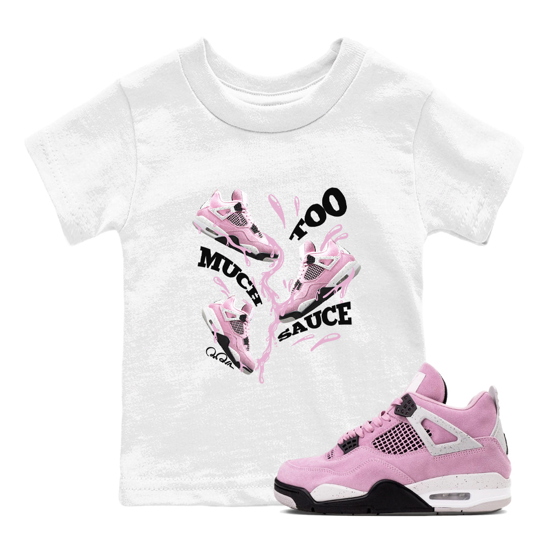 Too Much Sauce snkmatch Tees Kids - Air Jordan 4 Orchid