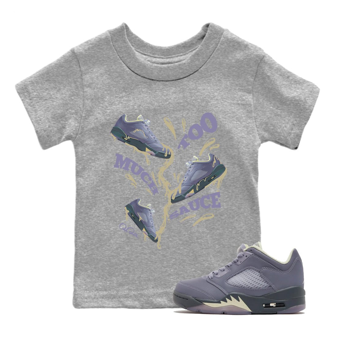 Too Much Sauce Kids Tops - Air Jordan 5 Indigo Haze