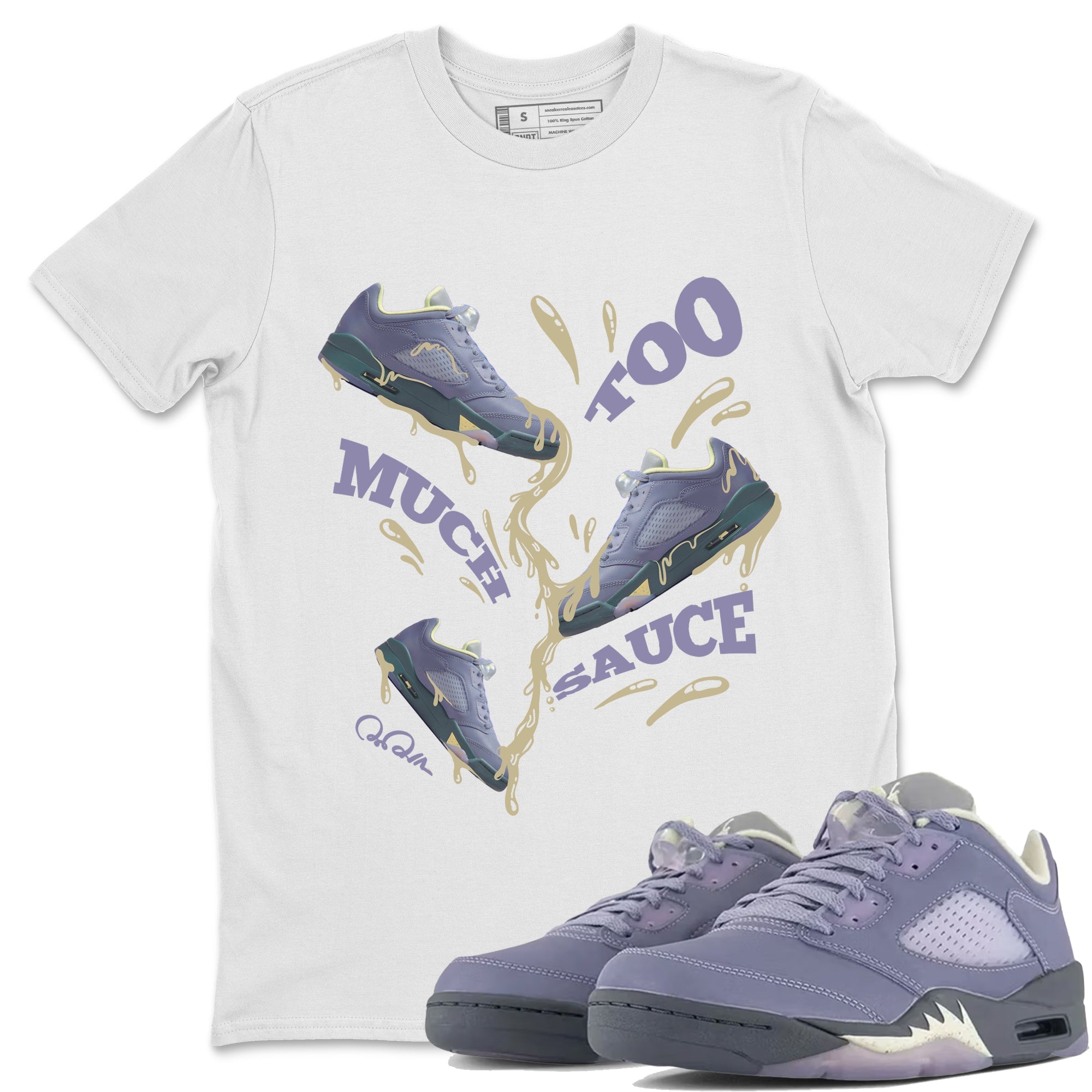 Too Much Sauce Unisex Tops - Air Jordan 5 Indigo Haze