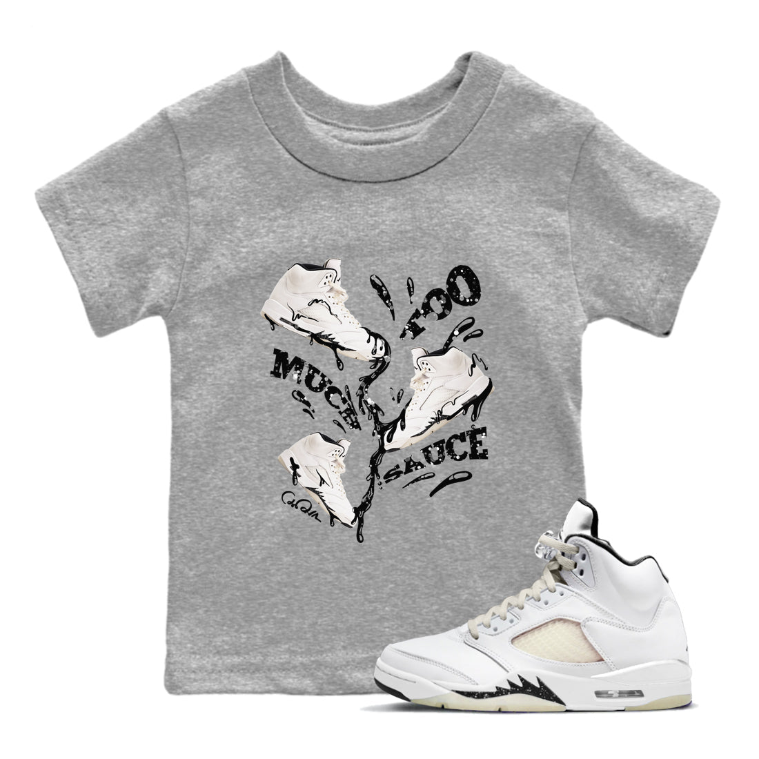 Too Much Sauce snkmatch Tees Kids - Air Jordan 5 Sail