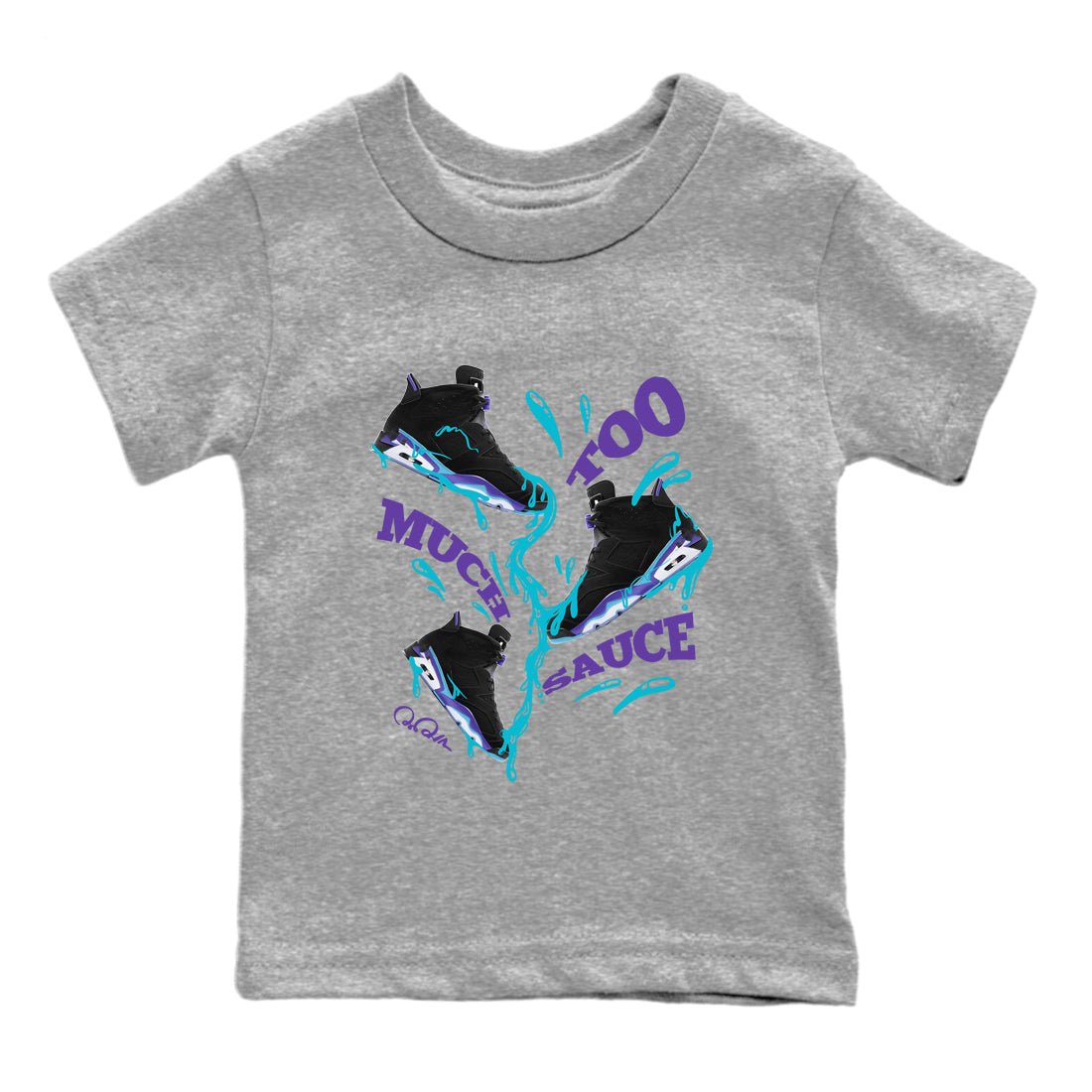 Too Much Sauce Kids Tops - Air Jordan 6 Aqua