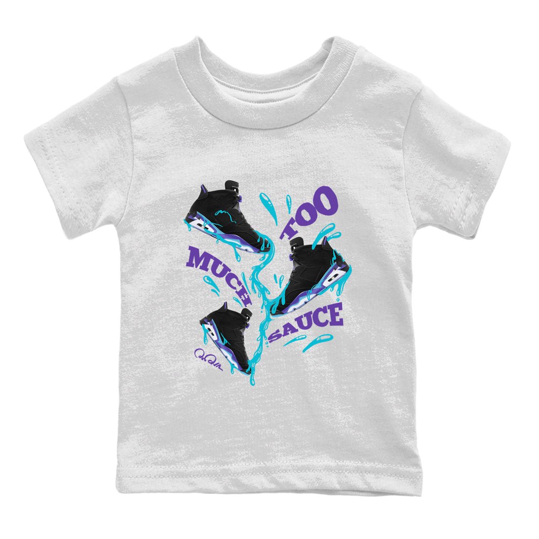 Too Much Sauce Kids Tops - Air Jordan 6 Aqua