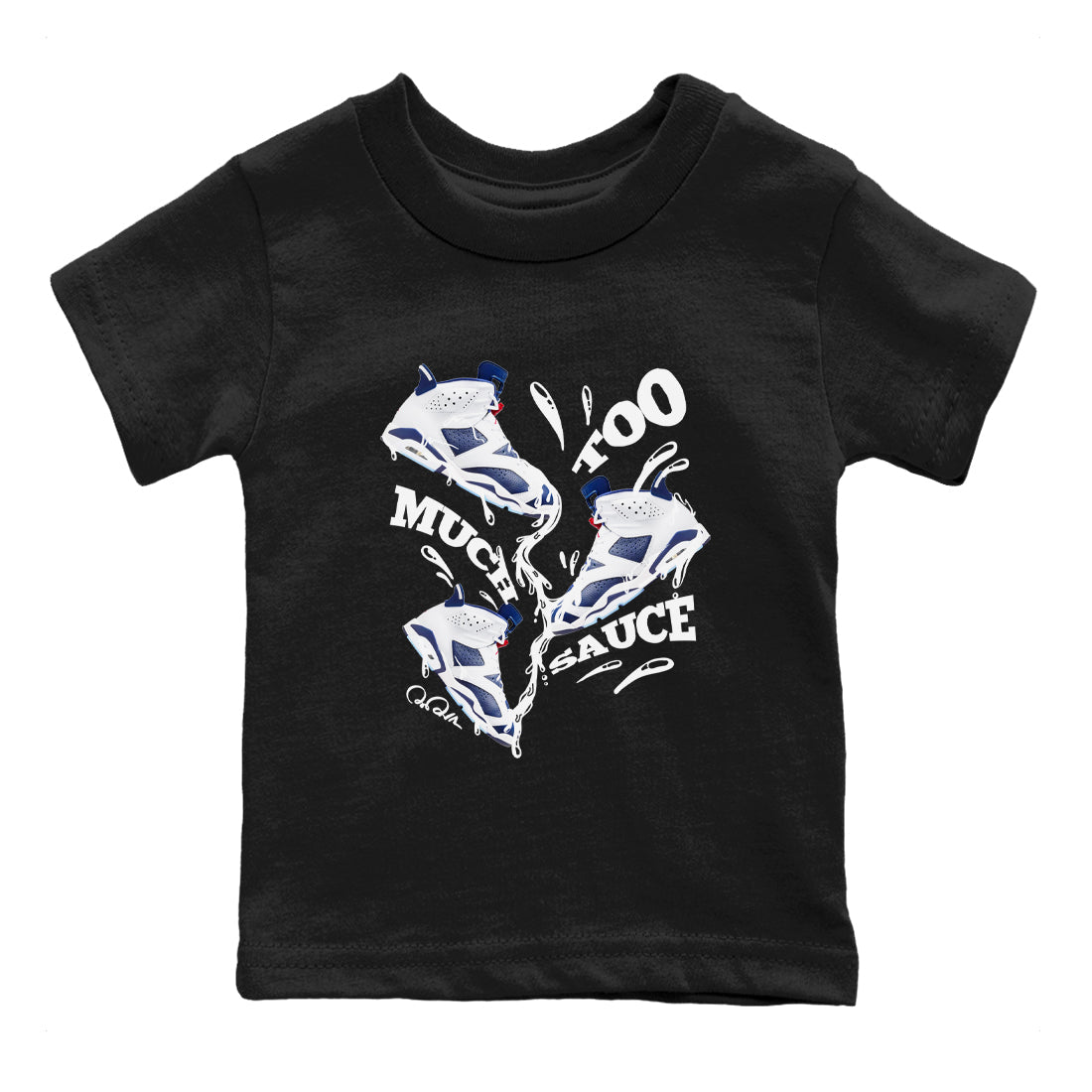 Too Much Sauce snkmatch Tees Kids - Air Jordan 6 White And Midnight Navy