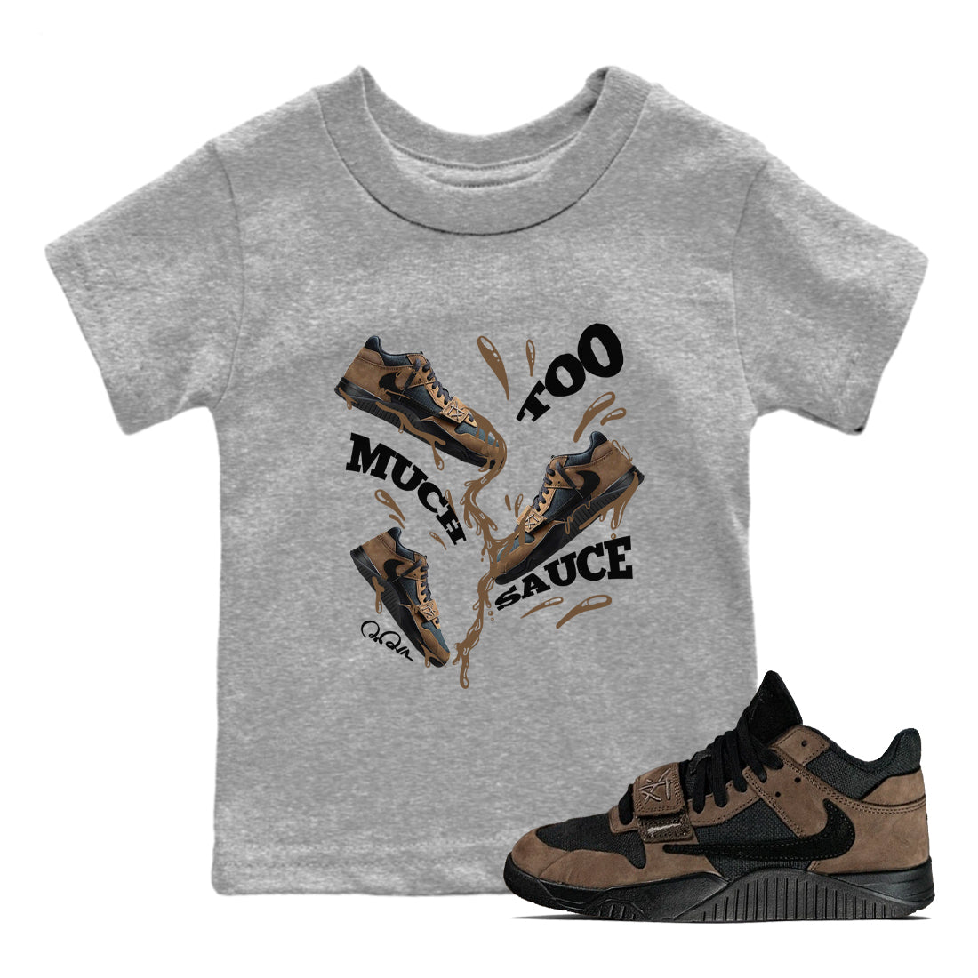 Too Much Sauce snkmatch Tees Kids - Jordan Jumpman Jack Travis Scott Dark Mocha
