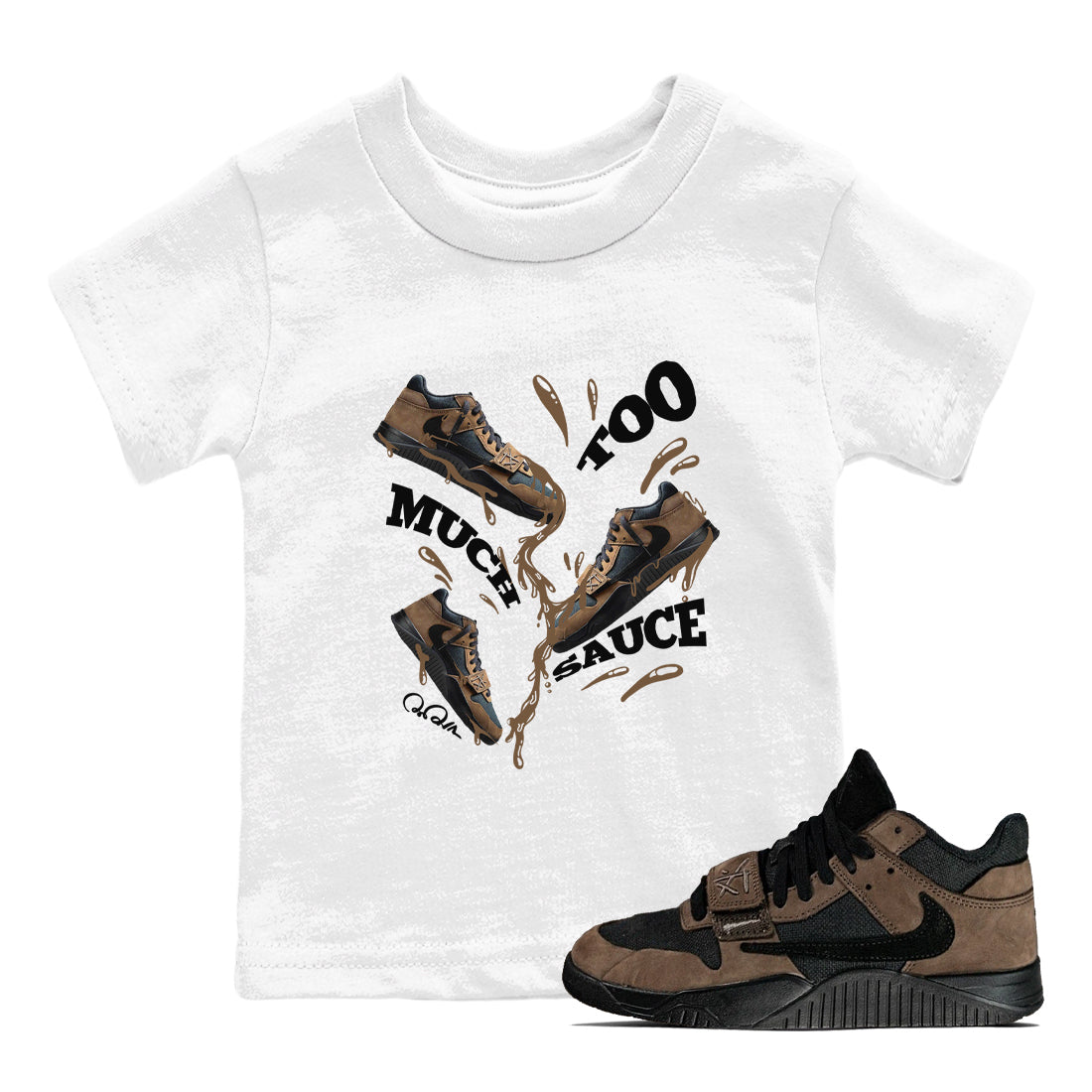 Too Much Sauce snkmatch Tees Kids - Jordan Jumpman Jack Travis Scott Dark Mocha