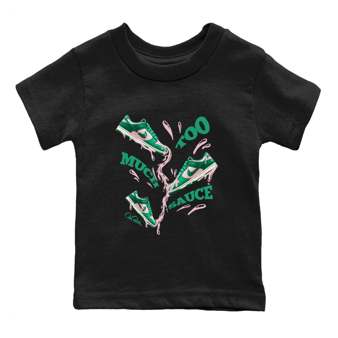 Too Much Sauce snkmatch Tees Kids - Dunk Medium Soft Pink Malachite