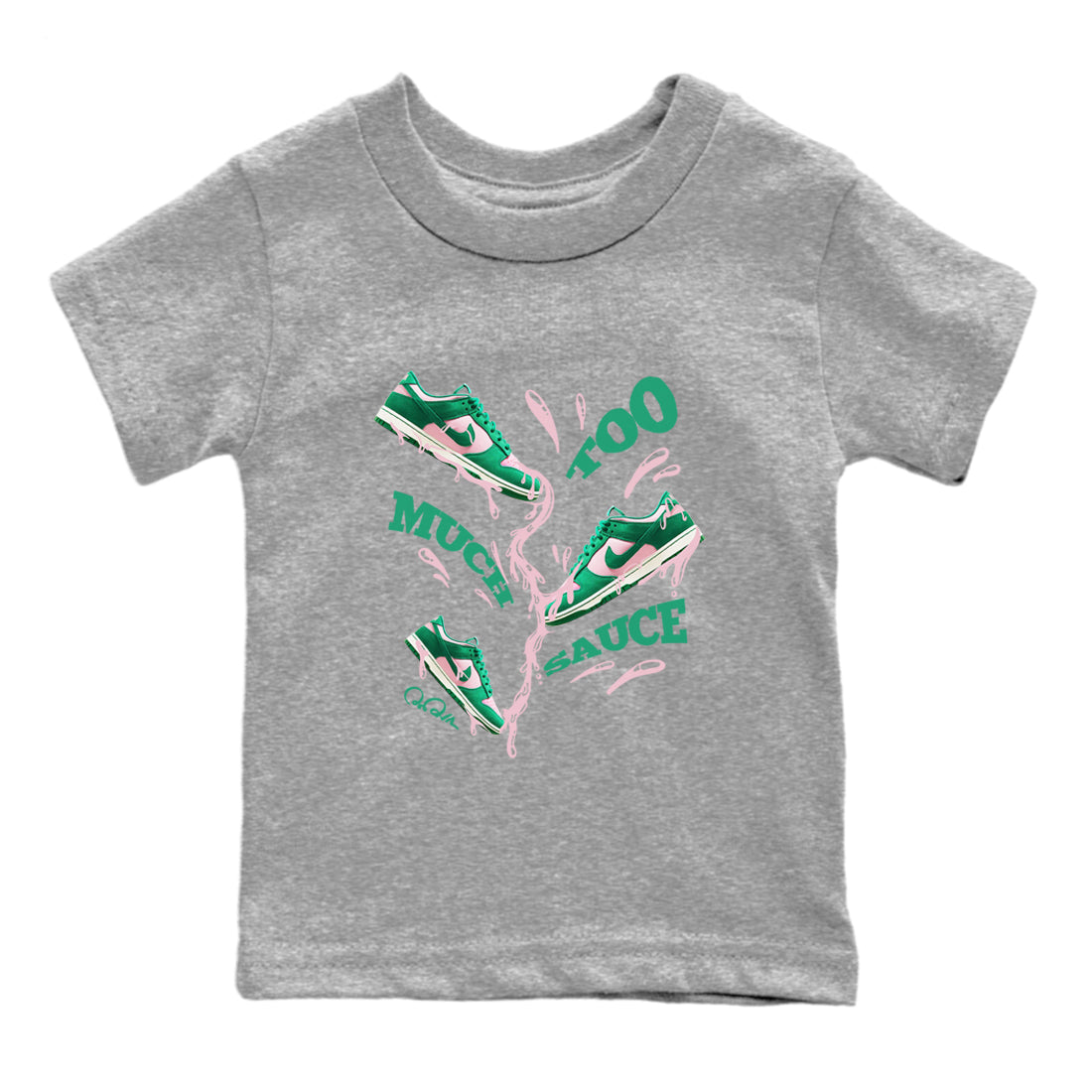 Too Much Sauce snkmatch Tees Kids - Dunk Medium Soft Pink Malachite