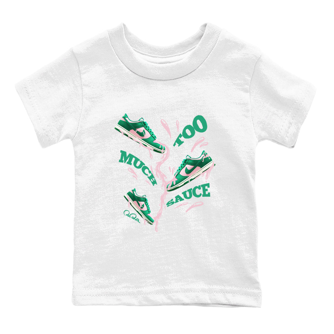 Too Much Sauce snkmatch Tees Kids - Dunk Medium Soft Pink Malachite