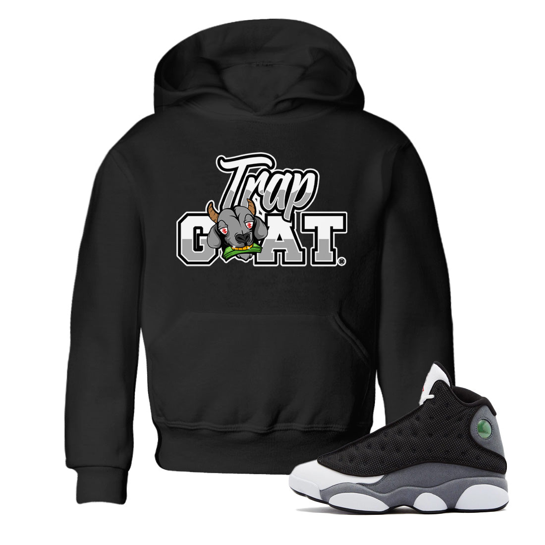 Trap Goat Kids Tops - Air Jordan 13 Black Flint